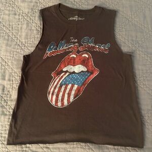 The Rolling Stones T Shirt LIPS Tank Top Graphic Tee Sleeveless distress S.